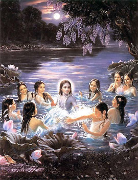 the gopis and Krsna entered the water of the Yamuna 